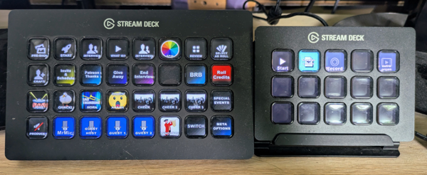 The dual streamdeck setup I use to run shows